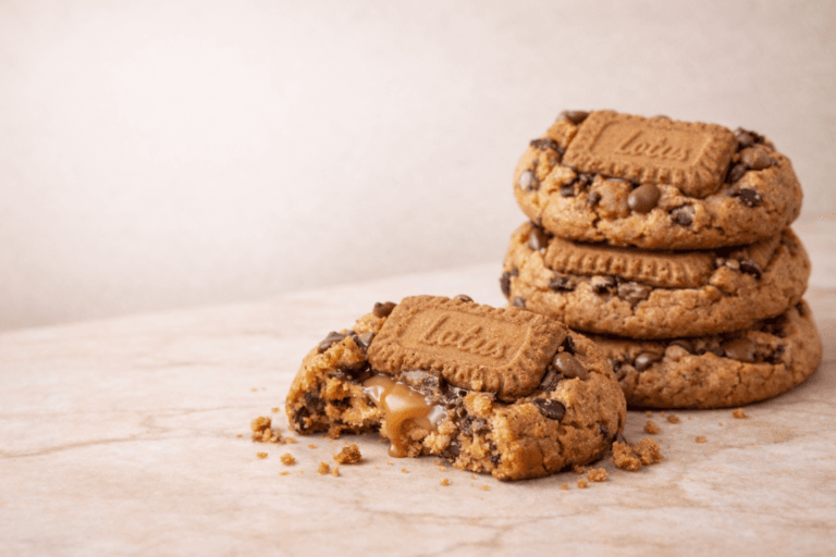 Biscoff Cookie stack with Lotus biscuit topping